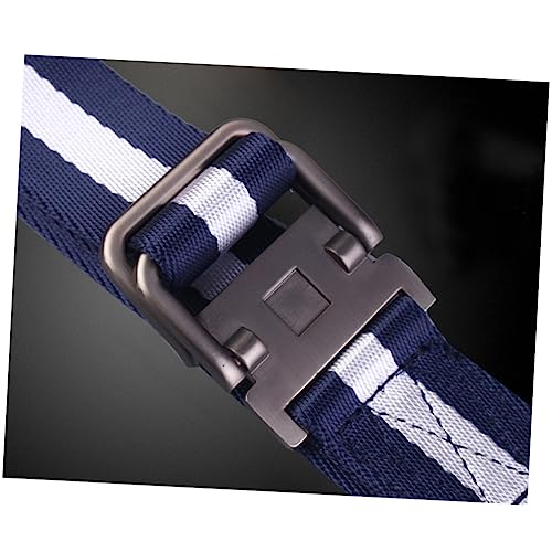 Adjustable Belt with Metal Buckle Durable Nylon Webbing Comfortable and Breathable for Outdoor Sports and Use Blue and White3