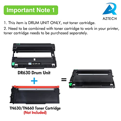 Aztech Compatible Dr630 Drum Unit: Replacement For Brother Dr630 Dr 630 Dr-630 Mfc-L2700Dw Hl-L2300D Mfc-L2740Dw Dcp-L2540Dw Hl-L2380Dw Hl-L2305W Hl-L2320D Hl-L2340Dw Hl-L2360Dw Printer (2 Drum Unit) #TOP3