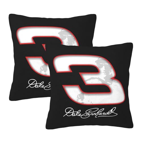 Dale Earnhardt sr 3 Throw Pillow Cases, Square 18x18 inch Pillowcases Living Room Bedroom Cushion Cover Set of 2