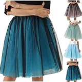 Tutu Rock Damen Lagig Plisseerock Knielang Tüllrock Puffy Ballett Röcke Fasching Karneval Ballettrock Retro Ballett Blase Petticoat Prom Abendkleider Brautkleider Petticoats Karneval Kostüm