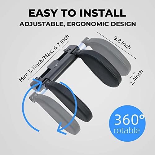 Car Headrest Pillow For Kids, Toddlers With Adjustable Support For Improved Head & Neck Posture, Sleep Positioning, Head Rest For Car Seat Built-In Phone Holder, Bag Hanger, Universal Auto Attachment #TOP6