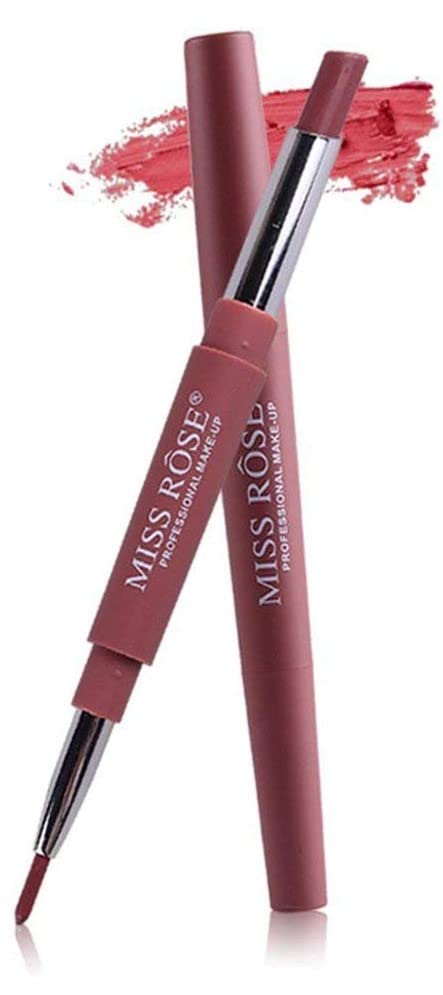 Image of Miss Rose 2 In 1 Waterproof Matte Lip Liner With Lipstick Shade -46, brown, 2.1 g