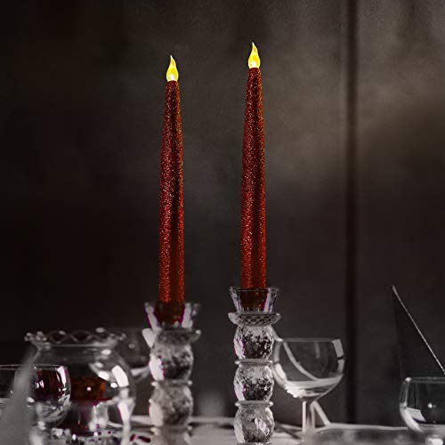 Furora LIGHTING Red LED Taper Candles, Window Candles, Candle Lights, Long Candles, Battery Powered Candles, Electric Candles Window Lights with 6 Hour Timer Function - Red 11.5", Pack of 6