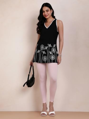 Image of TWIN BIRDS Super Stretchable Cotton Elasthane Fabric Ankle Length Leggings for Women