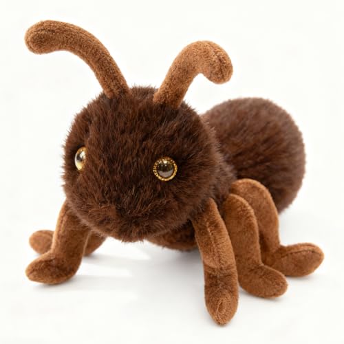 Lindo peluche de hormiga, animal de peluche con ojos grandes, diseño de hormigas de dibujos animados, cojín realista para lanzar hormigas, dulce decoración del hogar, regalo suave para niños y adultos