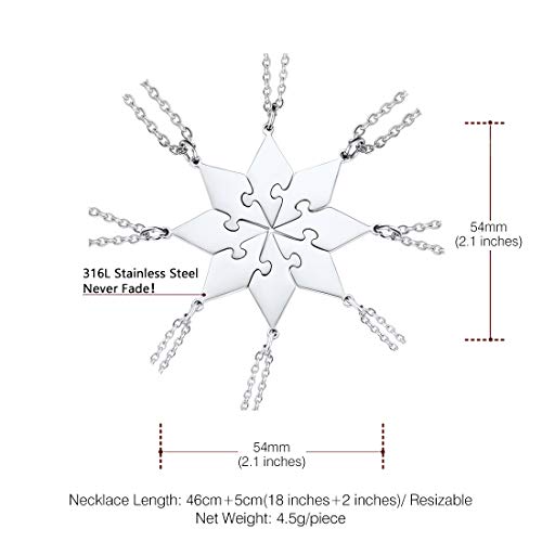 U7 Bff Necklace Set Of 8 Name Engraved Friendship/Family Jewelry Stainless Steel Custom Puzzle Pieces Pendant For 8 Best Friend Gift #TOP5