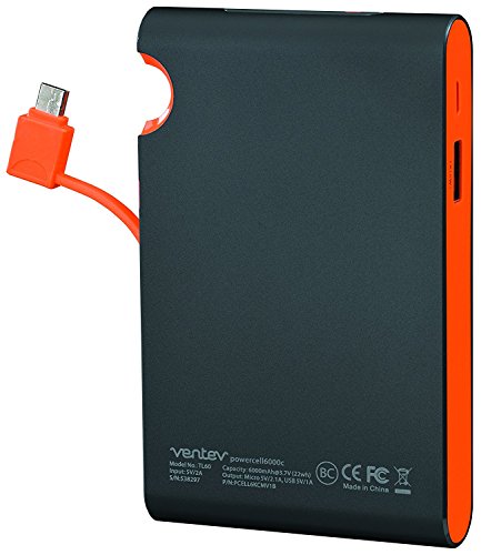 Ventev Powercell 6000C - Two Port 6000Mah Portable Battery With Attached Micro Usb #TOP1