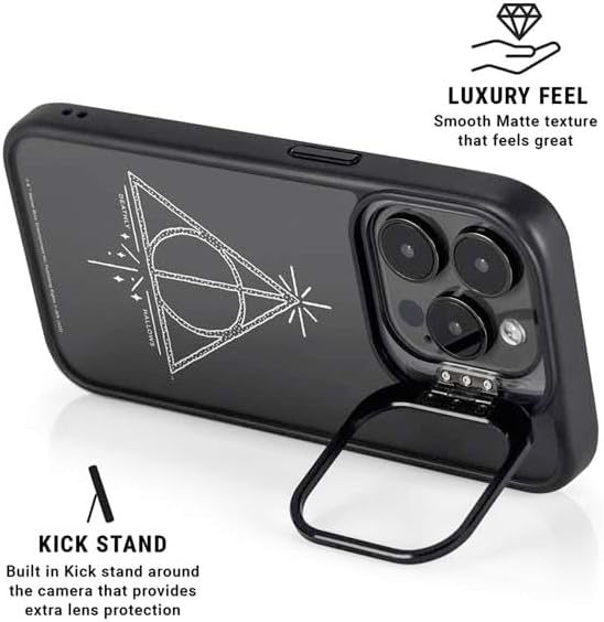 Skinit Kickstand Phone Case Compatible with iPhone 14 Pro Max - Officially Licensed Wizarding Worlds Harry Potter Deathly Hallows Symbol Design