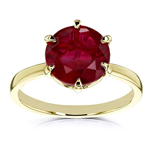 Kobelli Created Red Ruby 6-Prong Solitaire Ring 10mm 14k Rose Gold4
