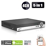 DVR 4 Channel，4CH 5 in 1 Security DVR 1080N AHD NVR HD Digital Video Recorder for CCTV Security Camera System Support Mobile Phone Monitoring,Motion Detection,Real time Recording ,No HDD ANRAN
