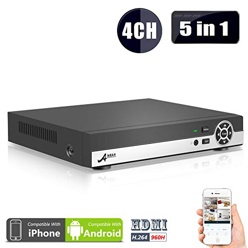 DVR 4 Channel，4CH 5 in 1 Security DVR 1080N AHD NVR HD Digital Video Recorder for CCTV Security Camera System Support Mobile Phone Monitoring,Motion Detection,Real time Recording ,No HDD ANRAN