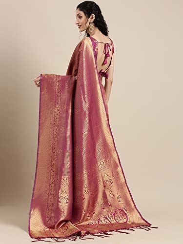 Image of AKHILAM Women's Banarasi Silk Woven Design Saree With Unstitched Blouse Piece (KUNT1880 Parent)