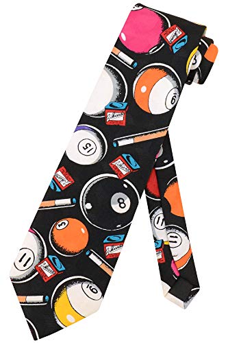 True Affair Billiard Balls NeckTie Cue Sticks Pool Themed Design Mens Neck Tie