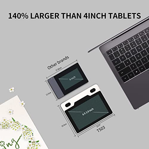 Tablette graphique T503 pour dessiner sur ordinateur avec stylet sans pile - 7