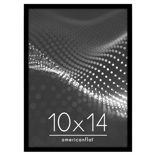 Image of Americanflat 10x14 Picture Frame with Shatter-Resistant Glass - Streamline Collection - Thin Border Picture Frame for Wall Display - Hanging Hardware Included - Black
