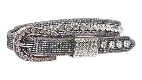 Kids 3/4" (20 Mm) Western Cowgirl Rhinestone Studded Skinny Belt, Silver Grey | 20" #TOP28