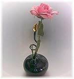  Rosenvase Einblumenvase Farbglas schwarz Goldblatt Vase für Rosen Handmade