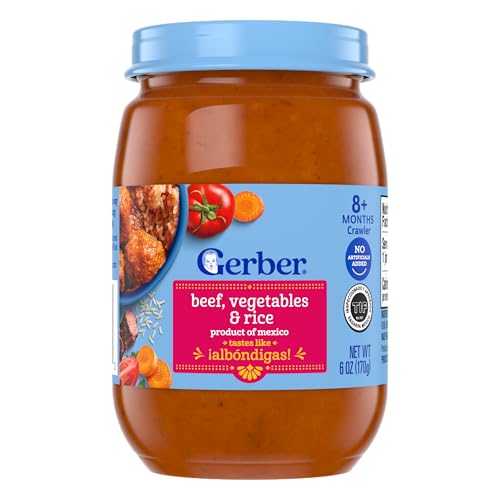 GERBER Puree 3rd Food Beef Rice and Vegetables taste like Albondigas 12x6oz