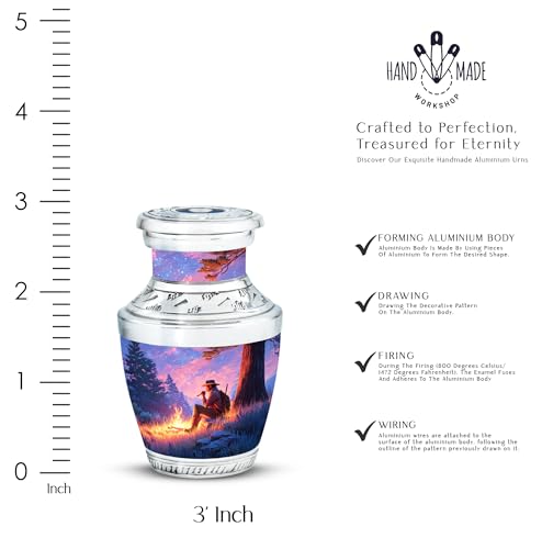 Image of Cowboys Urn Small Ashes Keepsake 3 Inch | Human Urns for Ash Miniature Keepsake Urns for Adult Memorial Urn Human Ash