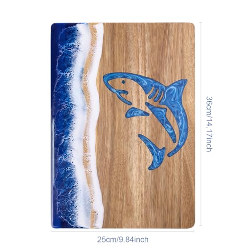 Tabla de Cortar Rectangular de Madera y Resina Azul miniatura 6