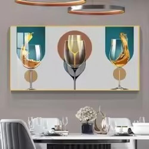 Art abstrait moderne toile vin rouge 55x110cm decoration murale épurée pour restaurant chic