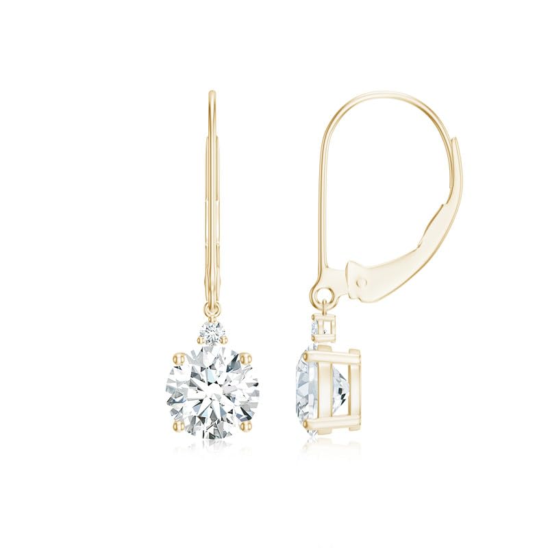 Image of Goldhartz 2 Ct. Natural Amethyst 6 mm Leverback Earrings for Women in 14k Gold Micron Plated 925 Sterling Silver, January Birthstone Dangle Earrings Jewelry for Her