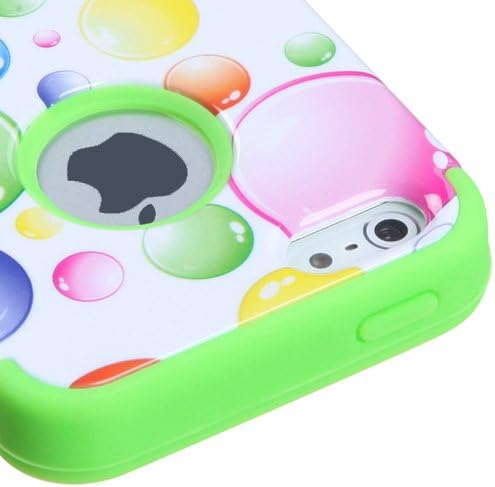 MYBAT IPHONE5HPCTUFFIM003NP Premium TUFF Case for iPhone 5 - 1 Pack - Retail Packaging - Rainbow Bigger Bubbles/Electric Green
