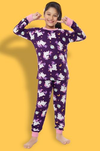 Image of Ninos Dreams Cotton Girls Full Sleeves Coord Set ! Night Suit for Girls ! Tshirt with Jogger Set