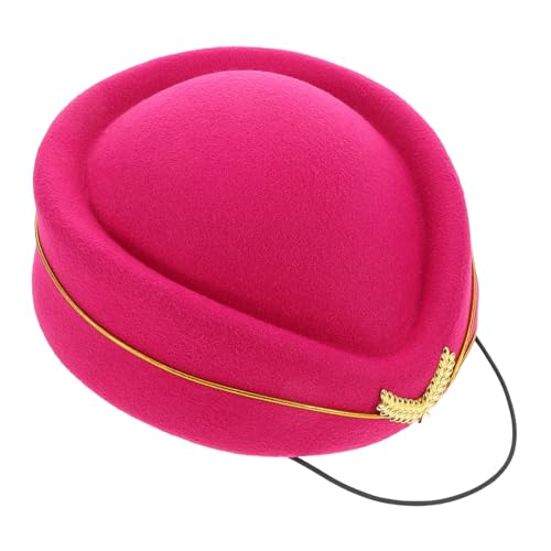 TOYANDONA Boina de Azafata de para Mujer Gorra Estilo Francés de Fieltro Sintético Elegante y Cómoda para Disfraces y Actuaciones Especiales