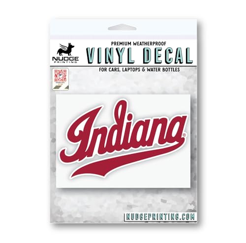 Image of Indiana University IU Hoosiers Script Indiana Crimson Red Weatherproof Vinyl Sticker Car Decal from Nudge Printing