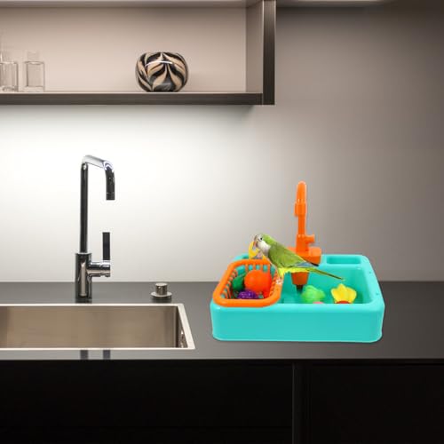 Bañera para loros con grifo de ducha automática y agua corriente de ABS 6
