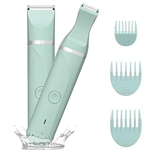 Rechargable Bikini Trimmer Women Body Hair Trimmer Painless Pubic Hair Trimmer for Women Bikini Arms Legs Underarms Lady Shaver for Womens, Replaceable Snap-in Ceramic Blades, IPX7, Wet and Dry Use