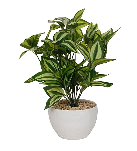 Image of Foliyaj Artificial Watermelon Plant Bush with Plastic Pot for Home Decor | Potted Artificial Plants | Decorative Table Top Indoor Plants Bonsai for Office Desks & Counters | 32 cm Height