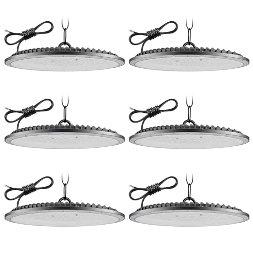 Faretto LED UFO 500W 6 Pezzi,6500K Bianco Freddo UFO Lampada da Officina Industriale,50000LM Super Luminose LED Industriale Faretto,IP65 Impermeabile Lampada da Garage per Fabbrica Officina Fienile