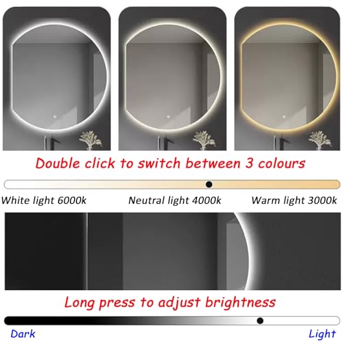 Miroir de salle de bain LED à intensité variable pour stopper les reflets sombres - 3