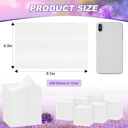 Image of 600 Count Dryer Sheets Bulk Fabric Softener Lavender Scent Dryer Sheets Naturally Softens and Removes Static Cling, Ideal for Large Households, Sensitive Skin