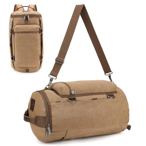 Travel Canvas Duffel Bag Garment Duffle Bag for Women Men Weekender to Backpack(Brown)