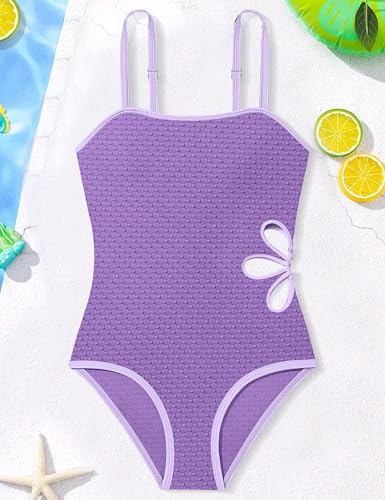 Image of Shallmu Girls Swimsuit Color Block Adjustable Straps One Piece Summer Bathing Suit for Girls 9-16 Years