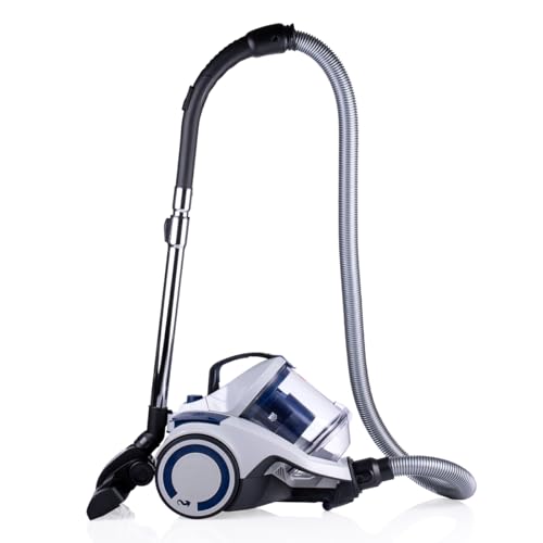 Dirt Devil Aspirateur Sans Sac DD2504 - 700W - Filtre HEPA 12 - Portée 9M - Avec Brosses Combinée, Encastrée et à Parquet - 4,9KG - Bac à Poussière 2,7L - Blanc