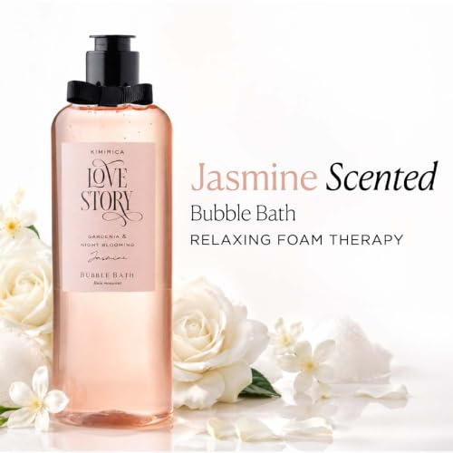 Image of Kimirica Love Story Bubble Bath Bottle, 100% Vegan and Paraben Free with Goodness of Ginkgo Biloba & White Tea Extracts, Pro-Vitamin B5, Aloe Vera & Vitamin E, 290 ml