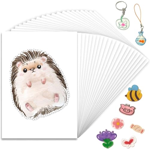 Image of PATPAT 20Pcs Heat Shrink Art Film Paper, Sanded Shrink Film Papers Shrinky Art Paper Crafts Set For Kids Creative Craft Not Applicable To Printers Microwave 165C Or 329 For 1-2 Minute,White