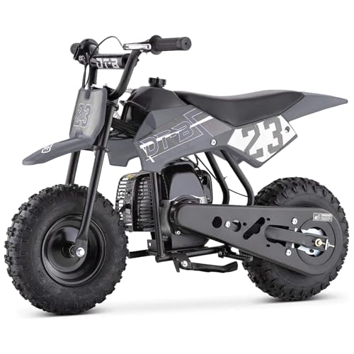 HOVER HEART Mini Kids Dirt Bike, 49 CC 2-Stroke Gas Bike with Off-Rode Tire, Suspensions, Disc Brakes, Max Load 160Lbs, Up to 20Mph, EPA Approved (Black)