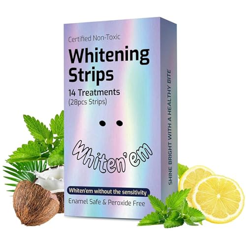 Whiten'Em Whiten’Em Teeth Whitening Strips For Sensitive Teeth 14 Treatments (28 Strips) Peroxide Free cover