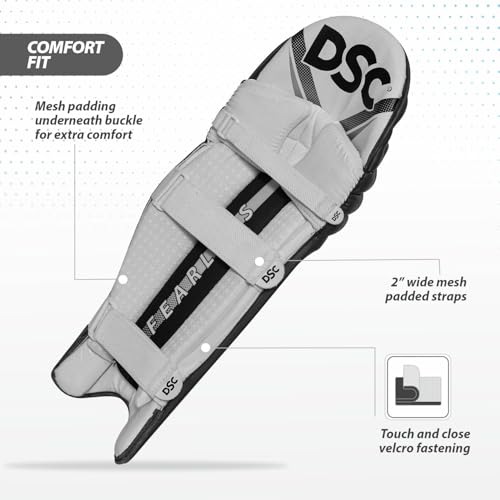 Image of DSC Pro X Cricket Batting Legguard | Material: Polyurethane | Lightweight & Flexible | Enhanced Durability | PVC Instep | Offer Exceptional Longevity | Color: Black | Size: Mens RH