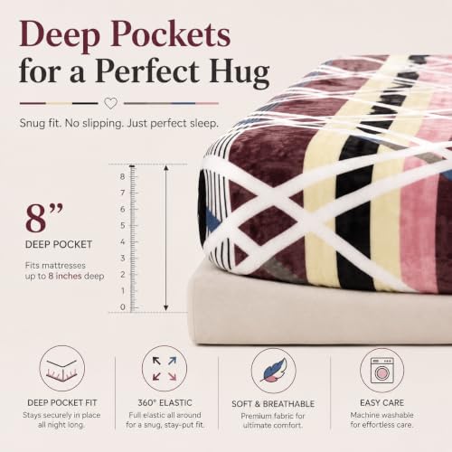 Image of HOMEKART 280 GSM Warm Fitted Bedsheet for Double Bed, Soft Winter Mattress Sheet, Cozy Stretchable Fitted Bed Cover with Elastic, Comfortable & Durable Bedding, Slate Grey, Double (78 x 72 + 8)