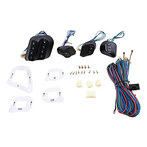 Brock Replacement Universal Power Window Switch Kit Angled Design with Bezels and Wiring Compatible with 4 Door Pickup Truck SUV Car Van
