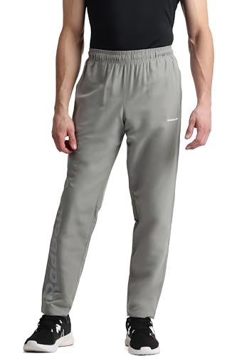 Image of Reebok Men's Woven Mesh Track Pants - Breathable Mesh Panels Gym Trackpants for Men | Training Running Payjama for Men | Athletic Pants - Elastic Drawcord Waistband