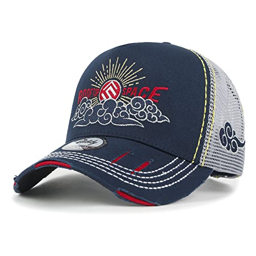 Ililily Embroidered Baseball Cap Colorful Stitch Mesh Trucker Hat, Rising Sun #TOP29