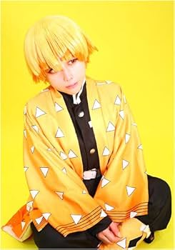 鬼滅の刃　我妻 善逸　ウィッグ 我妻善逸ウィッグアニメ鬼滅の刃ロングウィッグ耐熱毛コスプレ