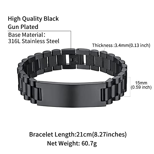 Custom Mens Bracelet Personalized Watch Band Engraved Name Bracelets for Men Customized ID Cuff Wristband Gift for Dad Husband4